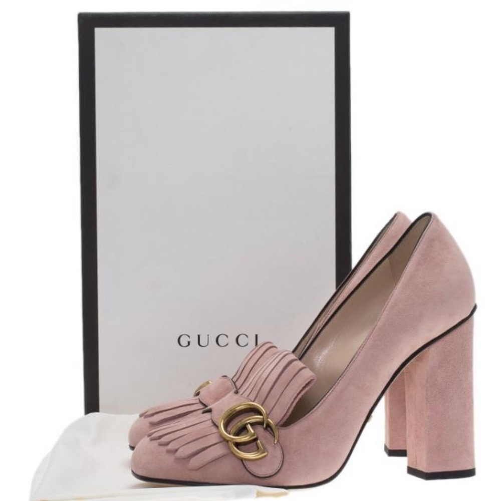 Gucci Suede Marmont Loafer Pumps